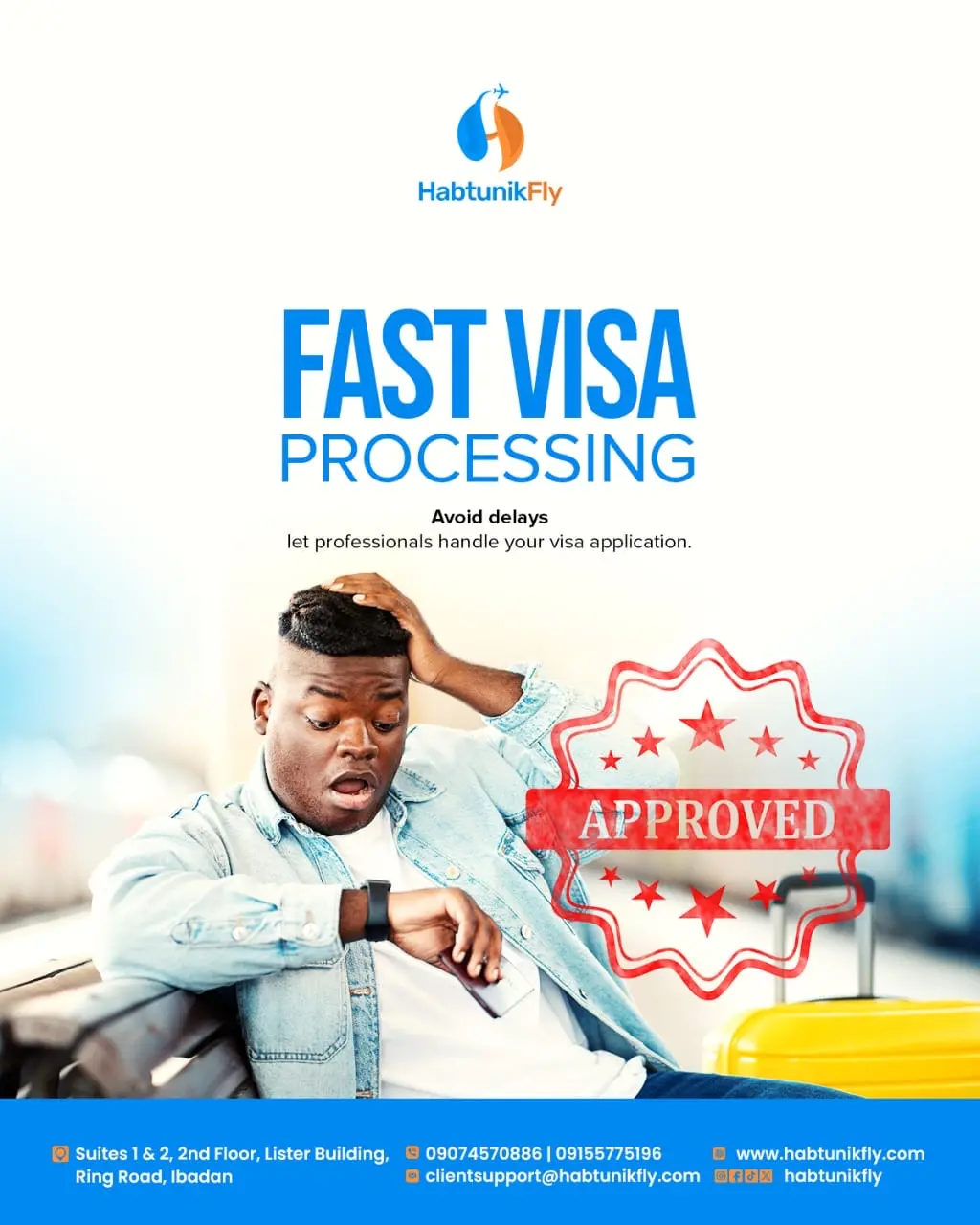 Fast Visa Processing flyer — avoid delays, let professionals handle your visa application