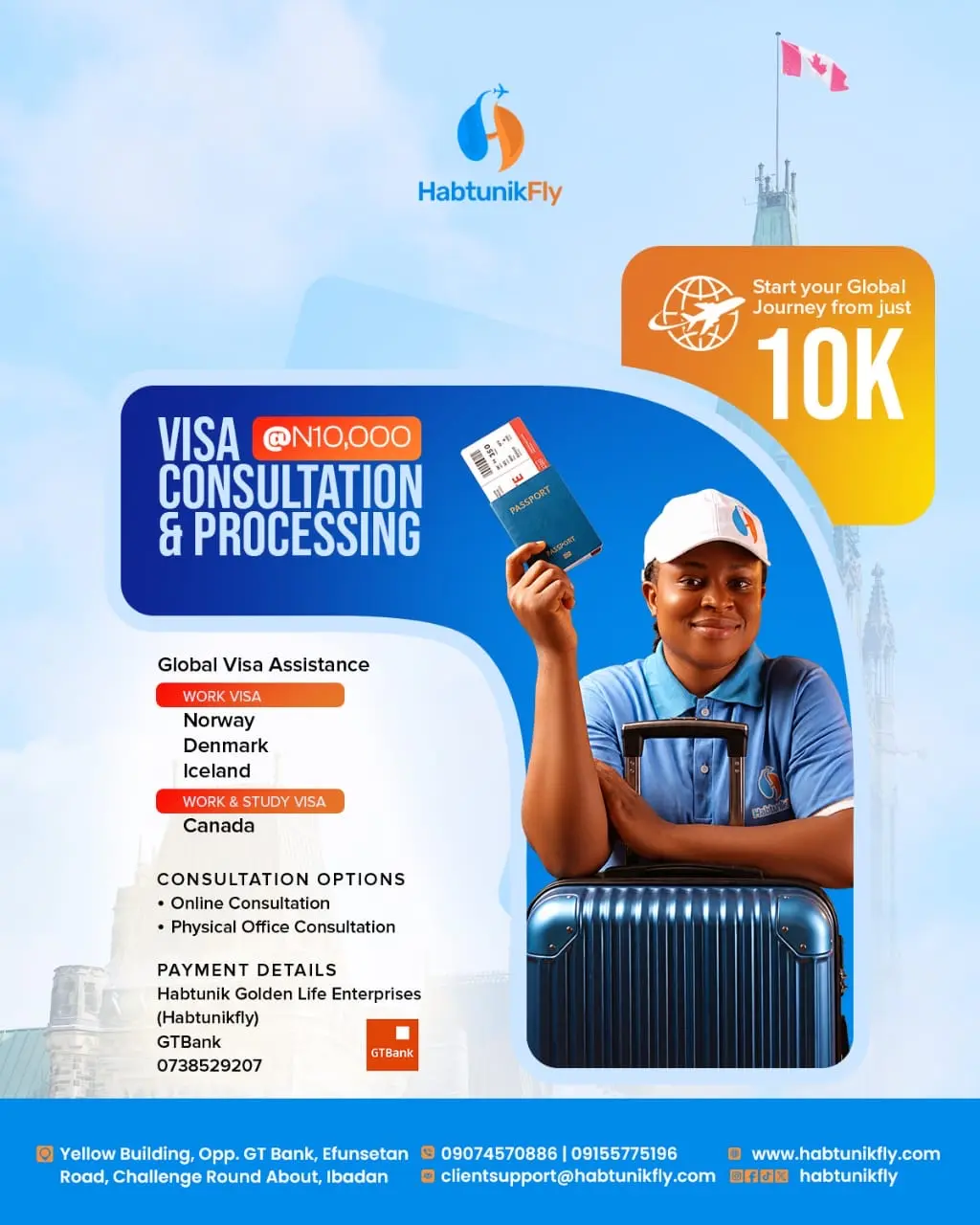 Visa Consultation & Processing flyer — start your global journey from just ₦10,000